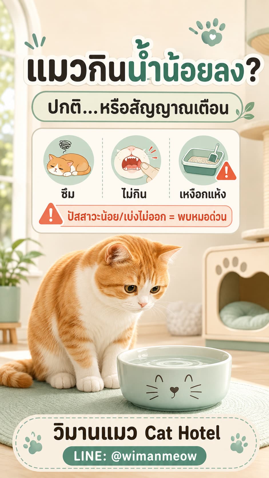 แมวกินน้ำน้อย พร้อมวิธีช่วยให้แมวดื่มน้ำมากขึ้น